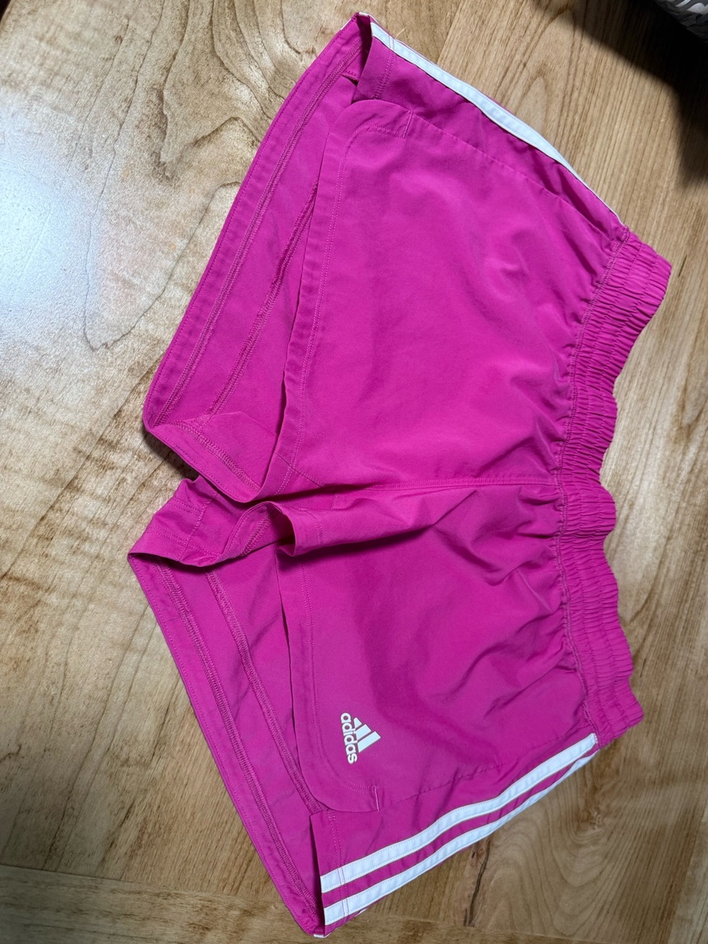 adidas Hot Pink Running Shorts with White Stripes